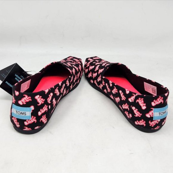 New women's dinosaurs Toms glow in the dark neon pink T-Rex skeleton print shoes - Picture 8 of 9